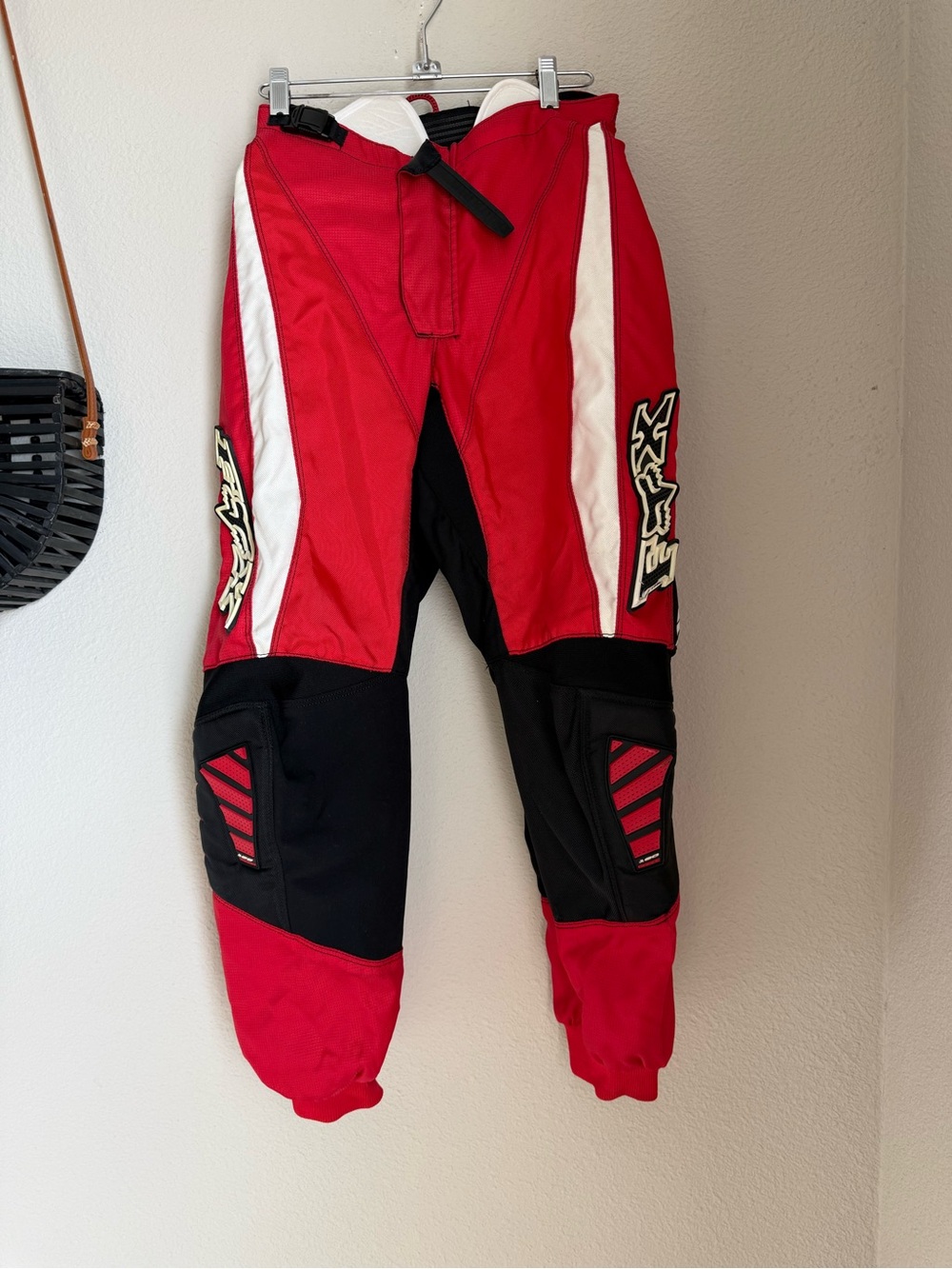 FOX Motocross ATV Black Red Motorcycle Racing Pants, Size 30